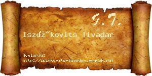 Iszákovits Tivadar névjegykártya